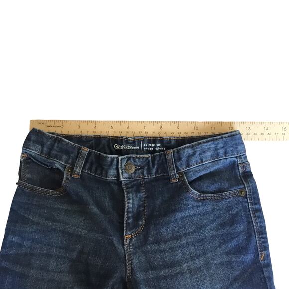Gap Kids Jeans Dark Wash Adjustable Waist Super Skinny Stretchy Girls Size 12 - Picture 5 of 10